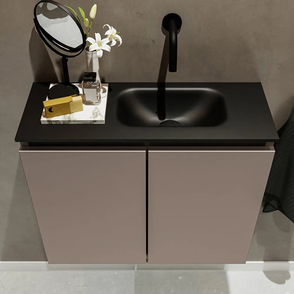 Mondiaz Ture 60cm toiletmeubel smoke met wastafel urban rechts geen kraangat