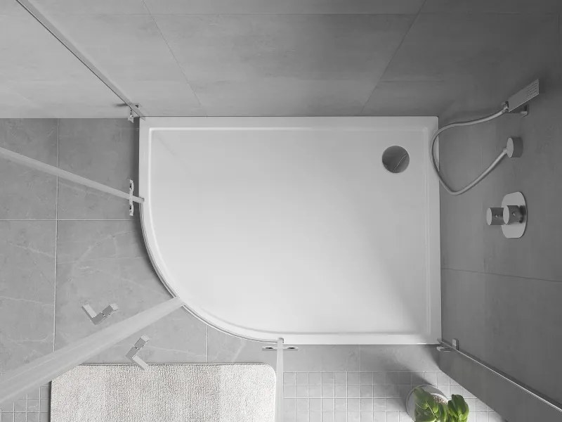 Mexen Flow asymmetrische halve cirkel douchebak slim rechts 100 x 80 cm, wit glans - 46Q108010R