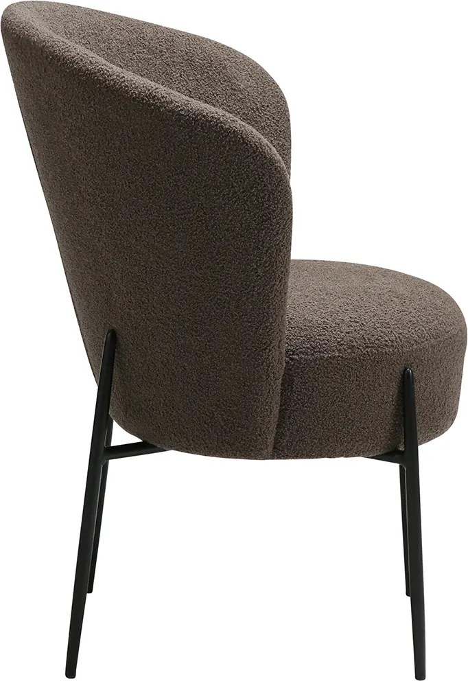 Dan-Form Orbit Eetkamerstoel Met Hoge Rugleuning Rond Boucle Bruin