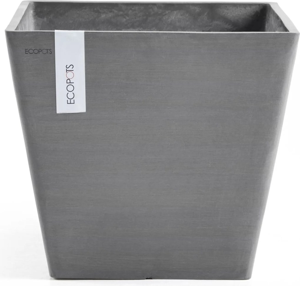 Ecopots bloempot Rotterdam 50 - Vierkant - Grey - 50 x H43,5 cm