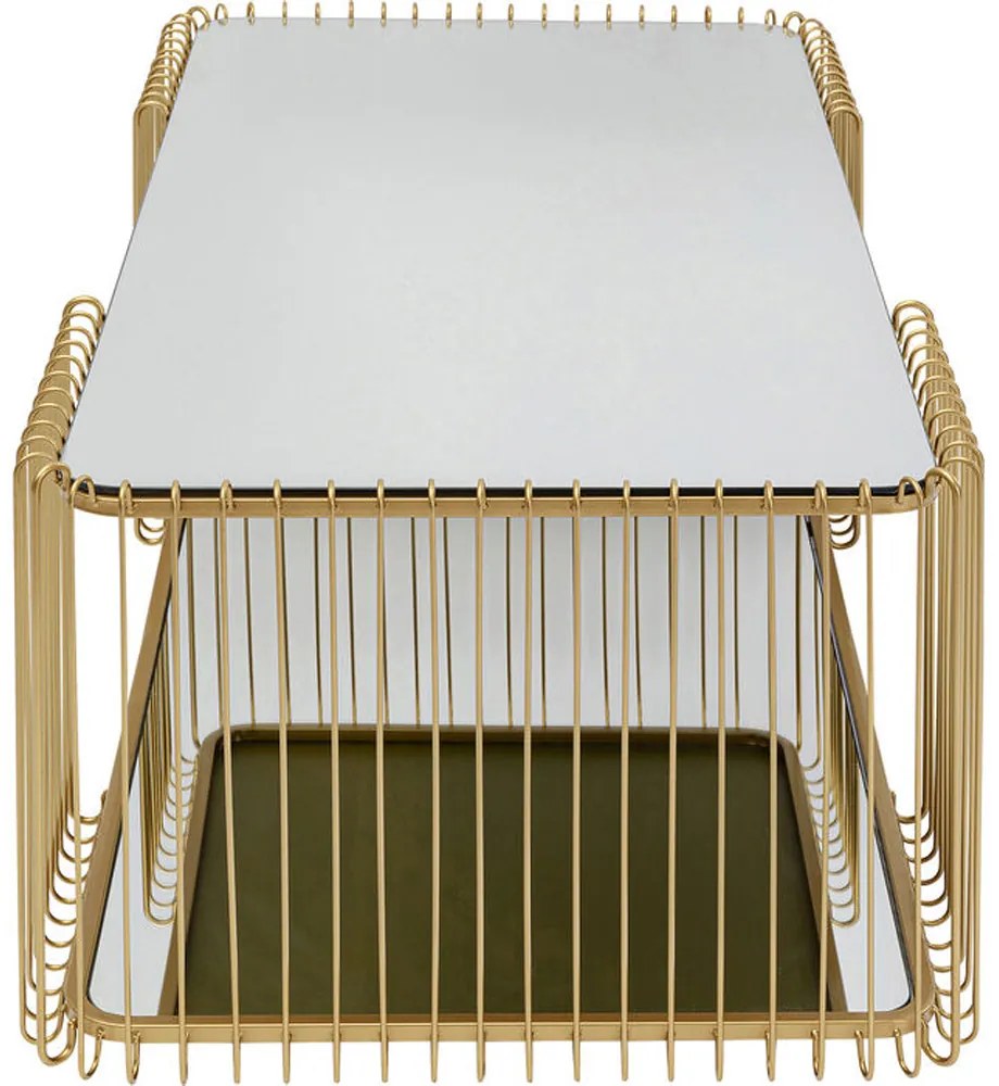 Kare Design Wire Double Rechthoekige Salontafel Goud Met Glasplaat - 119.5 X 60cm.