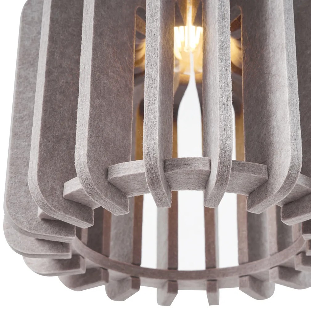 Retro hanglamp zwart met taupe 3-lichts - Felt Retro E27 rond Binnenverlichting Lamp