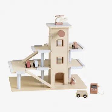 Nelvis Kids Houten Parkeergarage Met 3 Verdiepingen Natuurlijke Kleuren - Sklum