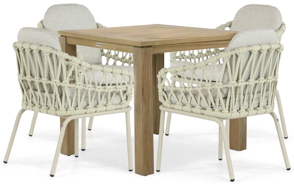 Tuinset 4 personen 100 cm Aluminium/rope Taupe Coco Barcelona/Brighton