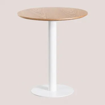 Ronde Barkruk Van Mdf Xiren Natuurlijk Houtbruin - Wit & Ø70 Cm - Sklum