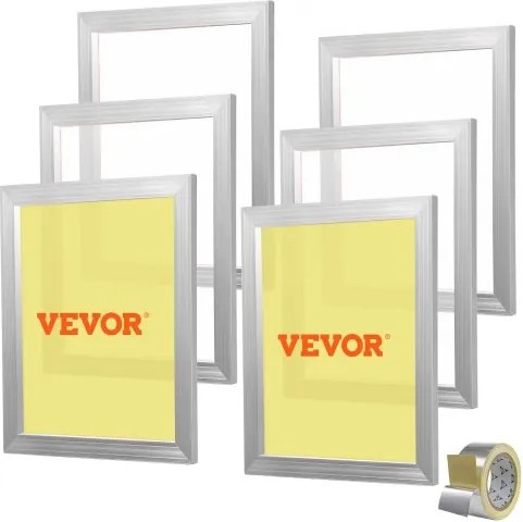 VEVOR Zeefdrukset, 6 stuks aluminium zeefdrukframes, 16 x 20 inch zeefdrukframe met 110 gaas, nylon gaas met hoge spanning en afdichttape voor T-shirts, doe-het-zelf-afdrukken etc.