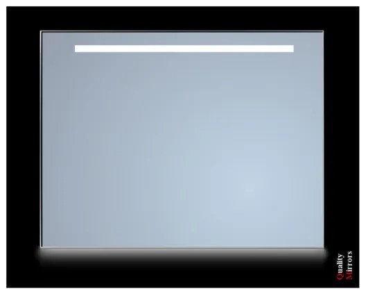 Sanicare Spiegel met 1 x horizontale strook + Ambiance licht onder "Cold White" Leds 75 cm alu omlijsting LCD.70075A