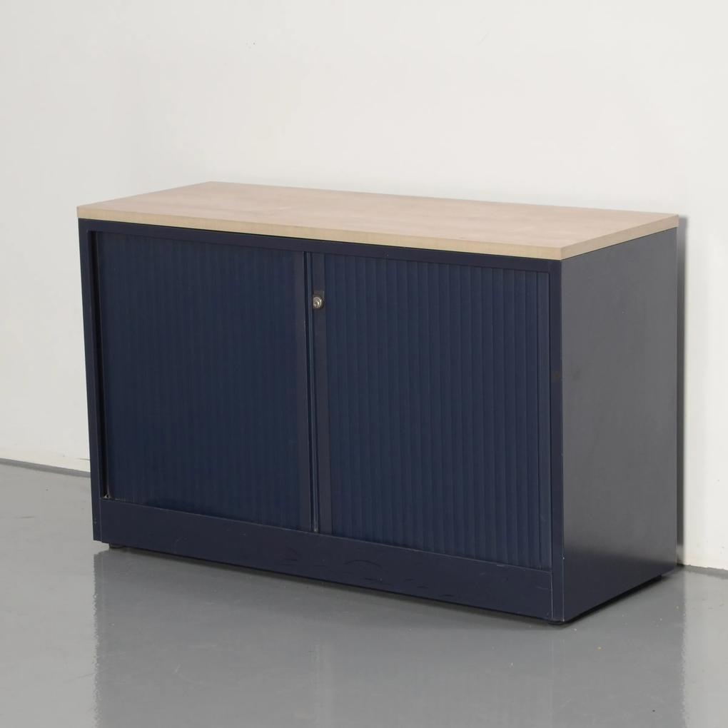 Roldeurkast, donkerblauw, 75 x 120 cm, incl. 1 legborden