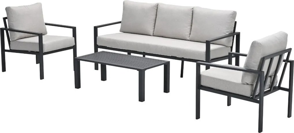Garden Impressions Durban loungeset 4-delig - donker grijs - desert sand