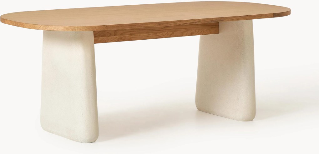 Ovale eettafel Dune van eikenhout, in verschillende formaten