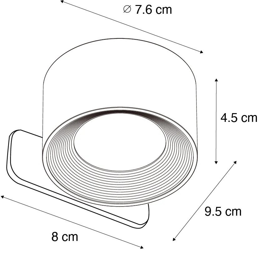 Set van 4 moderne wand- plafondlampen zwart incl. LED oplaadbaar - Bright