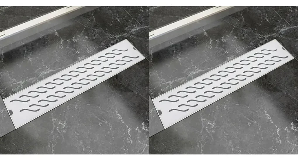 vidaXL Doucheafvoer 2 st rechthoekig golvend 530x140 mm roestvrij staal