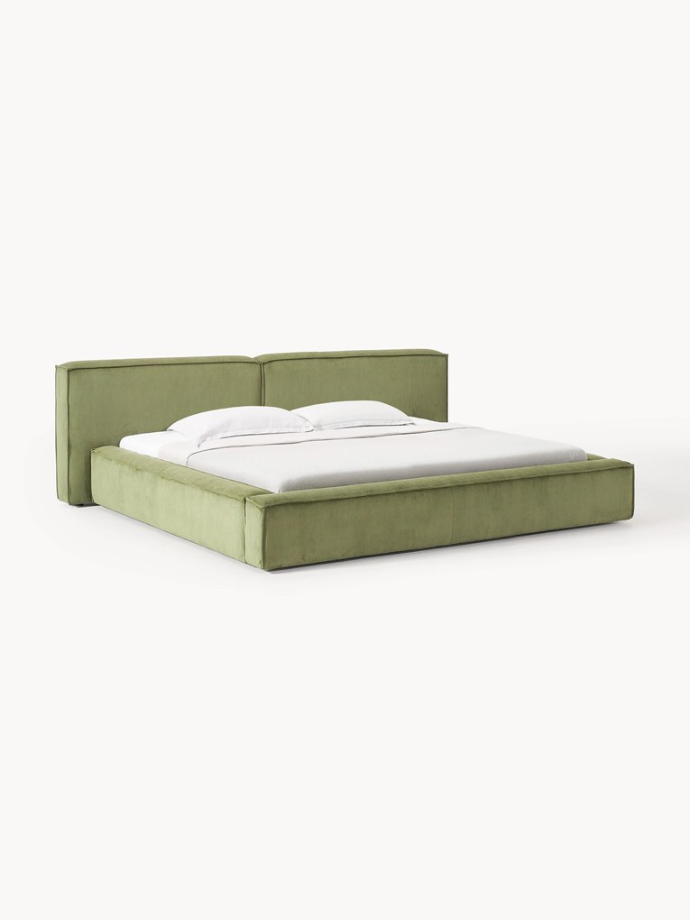 Gestoffeerd bed Lennon van corduroy met opbergruimte