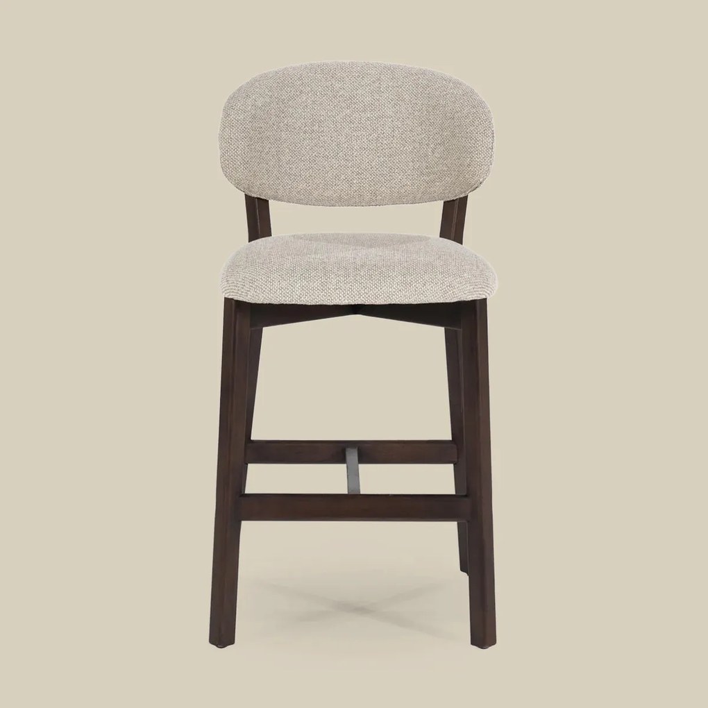 Eleonora Mikky Luxe Barstoel Walnoot En Taupe Stof