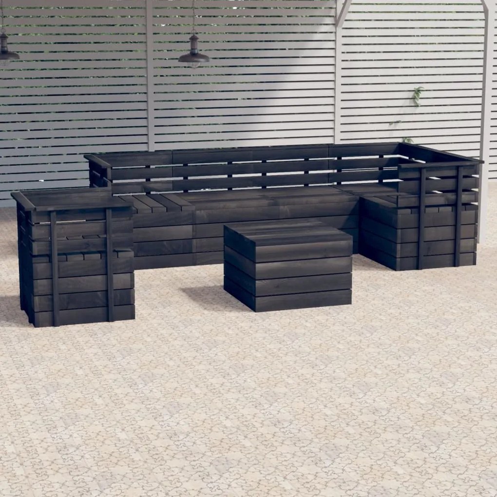 vidaXL 7-delige Loungeset pallet massief grenenhout donkergrijs