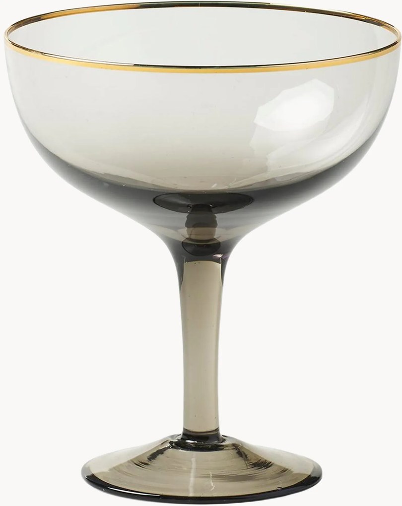 Mondgeblazen champagneglazen Deco, 6-delig
