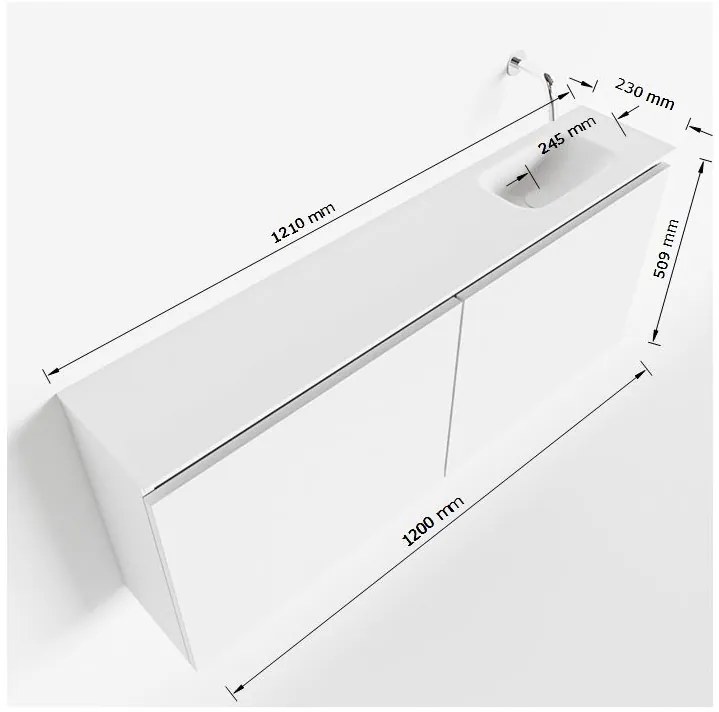 Mondiaz Ture 120cm toiletmeubel cale met wastafel urban rechts geen kraangat