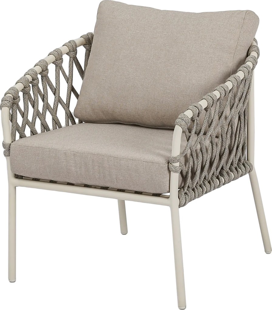 Amalfi low dining tuinstoel natural sand aluminium latte