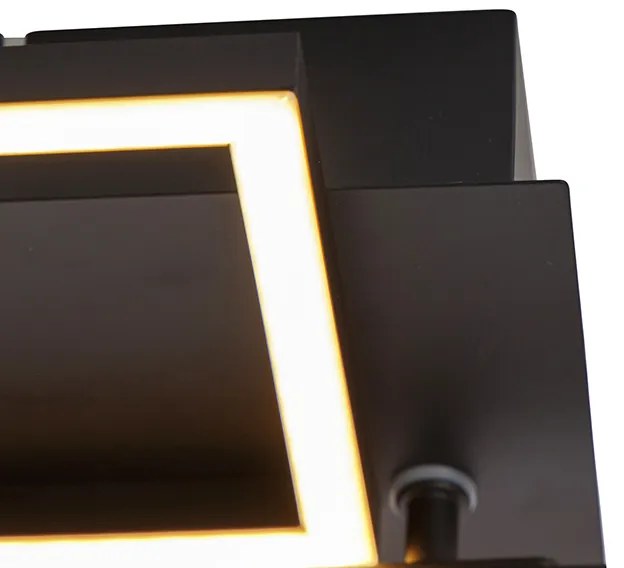 Plafondlamp langwerpig zwart 3-staps dimbaar - Plazas Novo