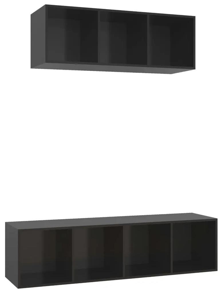 vidaXL 2-delige Tv-meubelset spaanplaat hoogglans zwart