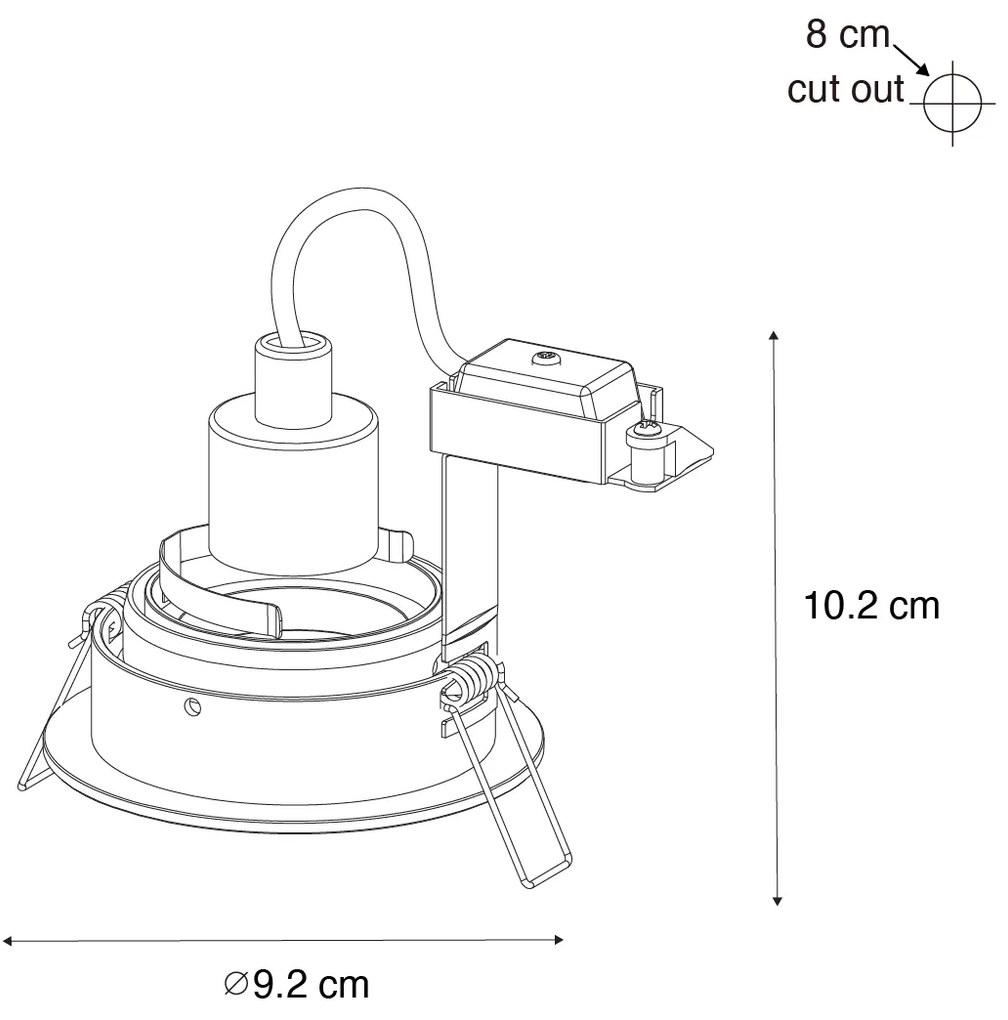 Set van 6 Inbouwspot donkerbrons rond draai en kantelbaar - Chuck GU10 Binnenverlichting Lamp