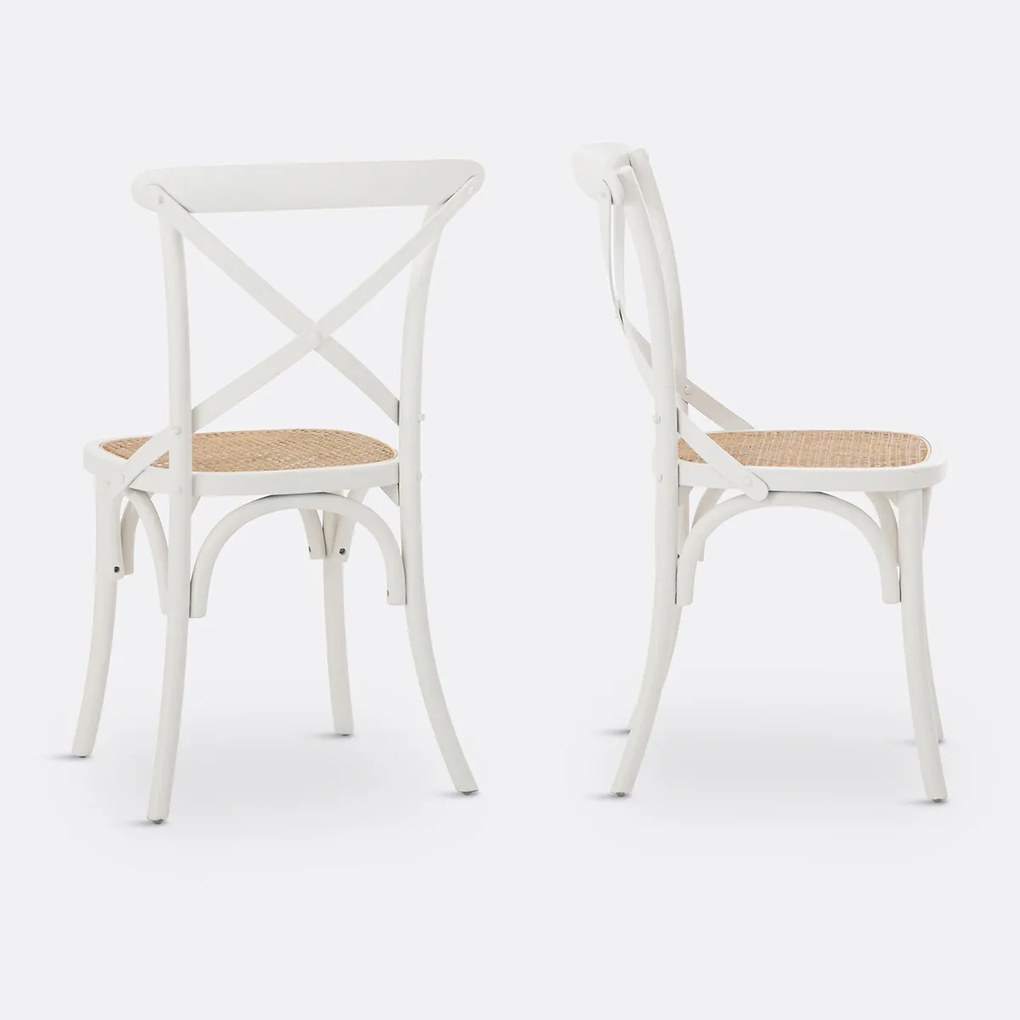 Set van 2 stoelen, hout en riet Cedak