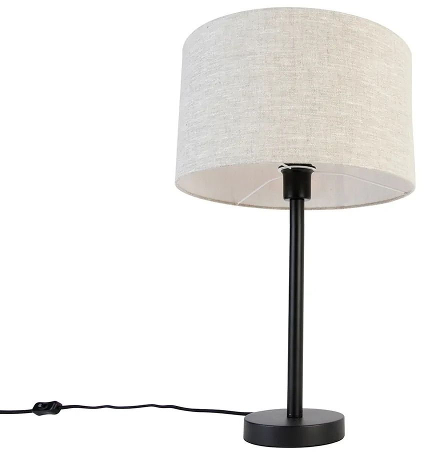 Moderne tafellamp zwart met boucle kap lichtgrijs 35 cm - Simplo Design E27 rond Binnenverlichting Lamp