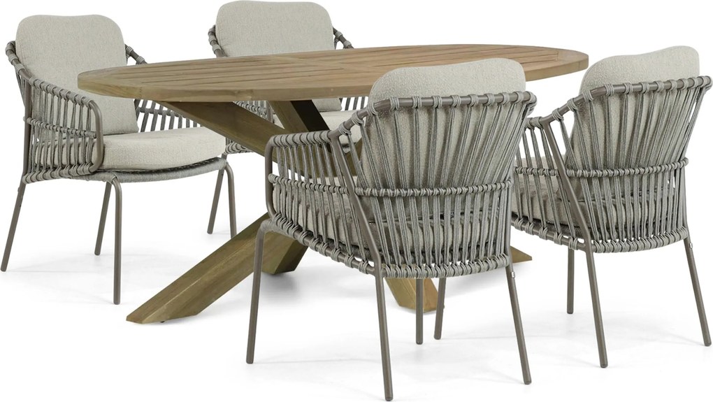 Tuinset 4 personen  Aluminium/rope Taupe 4 Seasons Outdoor Capalbio/Boston