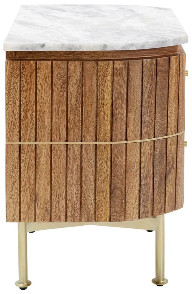 Kare Design Grace Nachtkastje Mangohout En Marmer - 50x35x55cm.