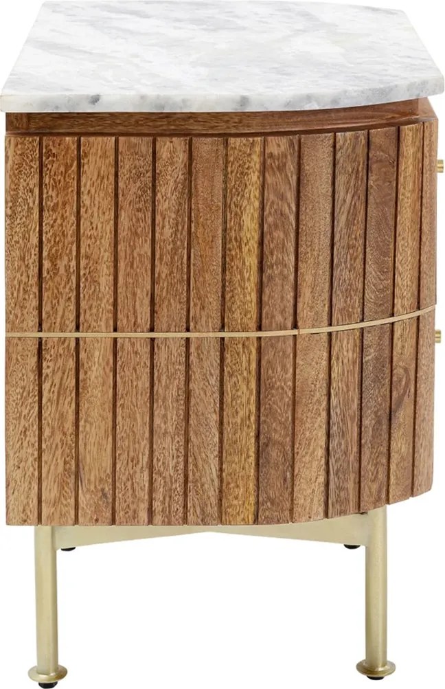 Nachtkastje Mangohout En Marmer - 50x35x55cm.