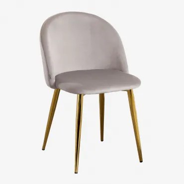 Set Van 4 Eetkamerstoelen Bekleed Met Kana Fluweel Grijs – Taupe & Goud - Sklum