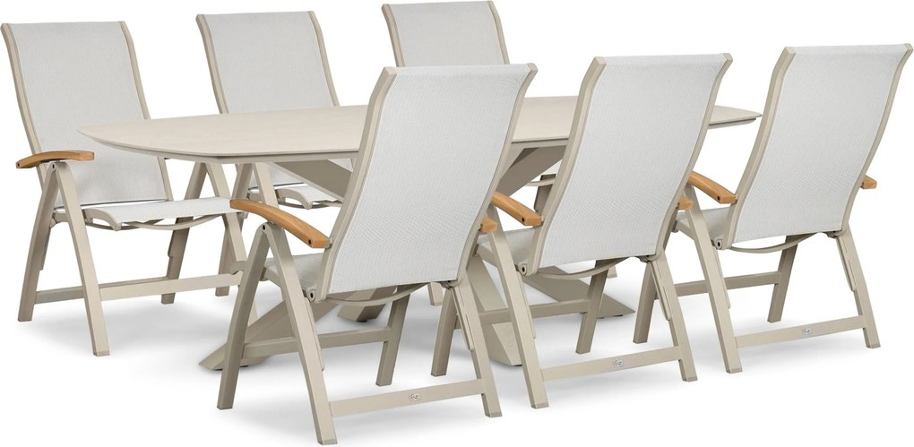 Tuinset 6 personen 240 cm Aluminium Taupe Presto Tarenta/Voyage