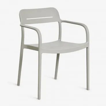 Set Van 2 Stapelbare Tuinstoelen Met Armleuningen Van Polypropyleen Graneli Groen – Khaki - Sklum