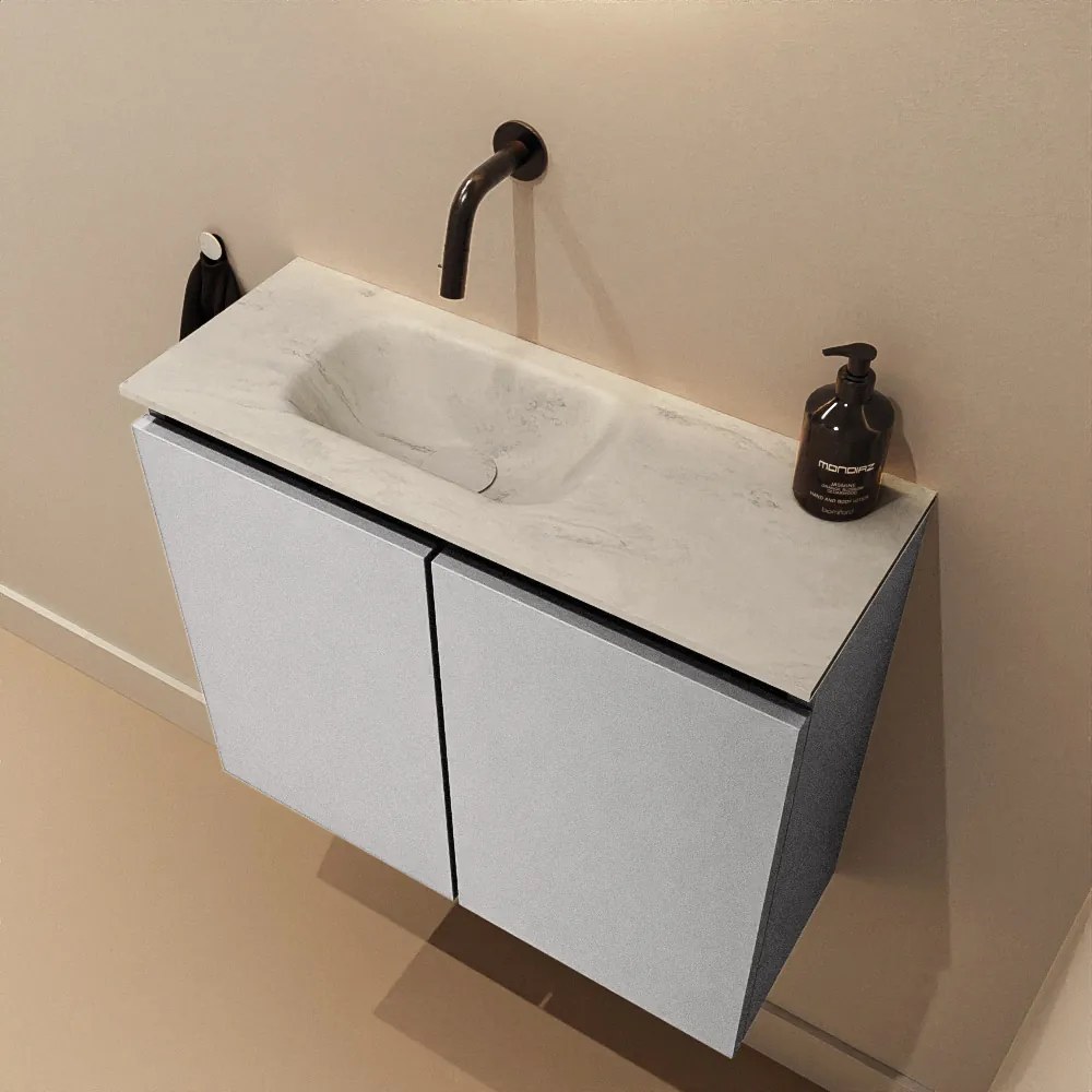 Mondiaz Ture DLux toiletmeubel 60cm plata met wastafel opalo links zonder kraangat