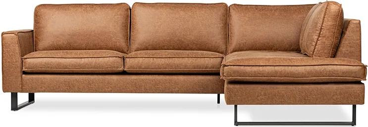 Loungebank Braga chaise longue rechts | lederlook Missouri cognac 03 | 2,74 x 2,04 mtr breed