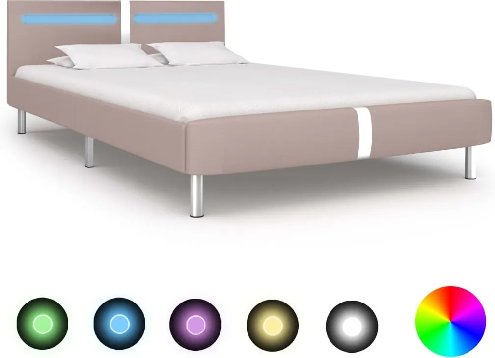 Bedframe met LED kunstleer cappuccino 140x200 cm