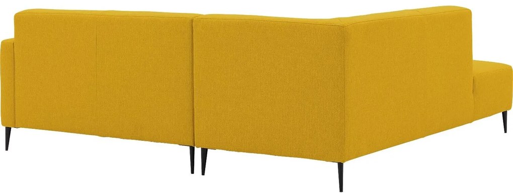 Goossens Key West geel, stof, 2-zits, modern design met ligelement links