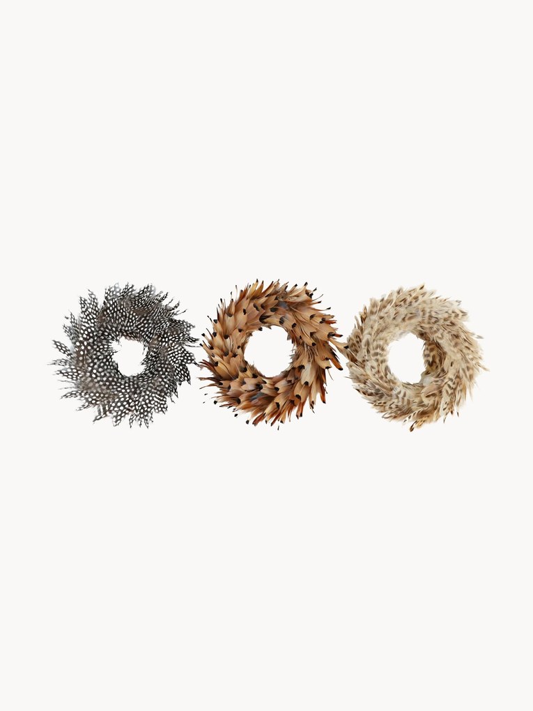 Kleine decoratieve verenkransen Natural, set van 3