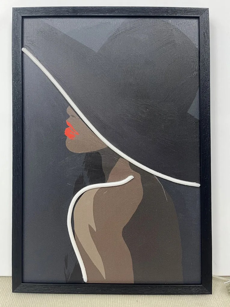 Neon Art Red Lips Woman