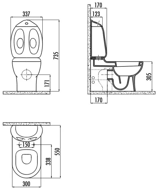 Sanigoods Feliz staand toilet wit met gele softclose zitting