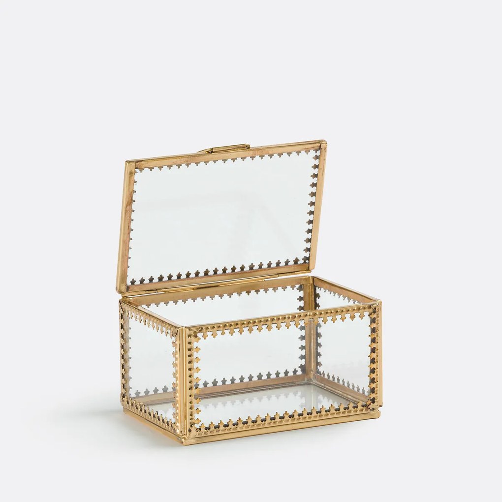 Rechthoekig vitrinekistje van glas en messing Stelia