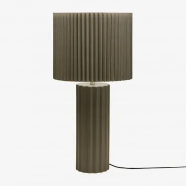Tafellamp In Keramiek En Marvila-stof Leger Groen & ↑60 Cm - Sklum