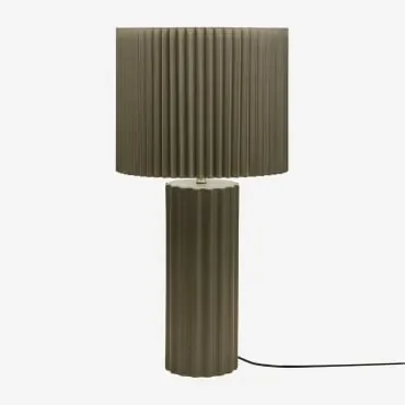 Tafellamp In Keramiek En Marvila-stof Leger Groen & ↑60 Cm - Sklum