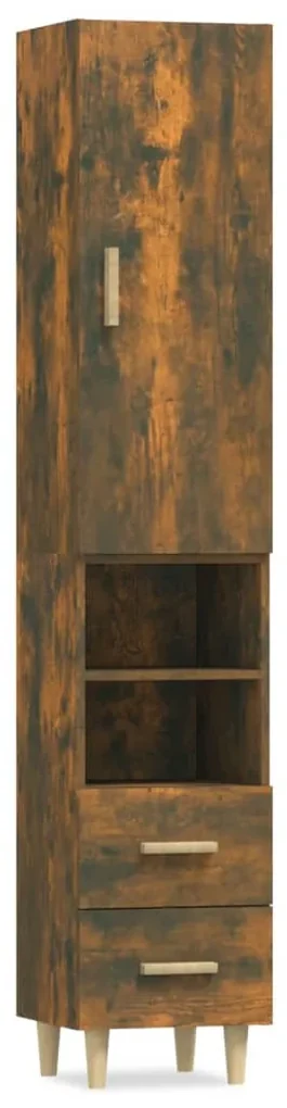 vidaXL Hoge kast 34,5x34x180 cm bewerkt hout gerookt eikenkleurig