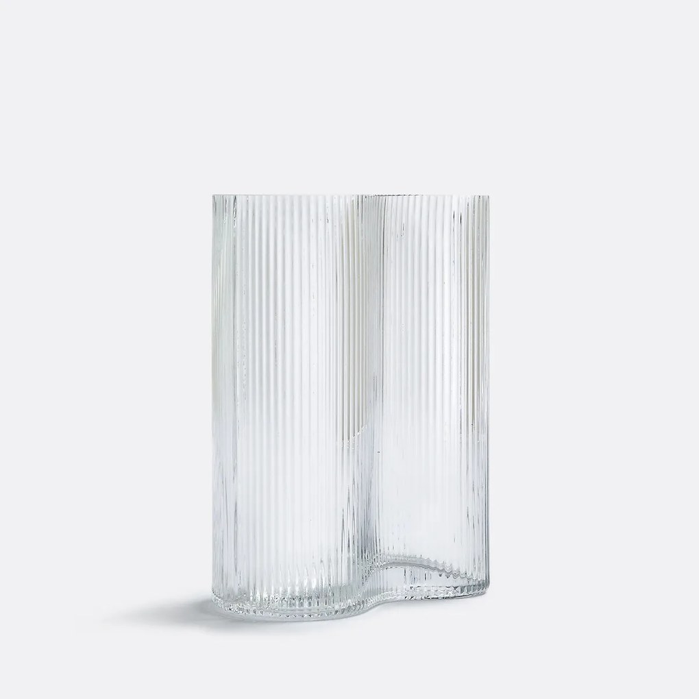 Vaas in geribbeld smoked glas H21 cm, Anija