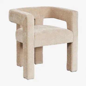 Set Van 2 Gestoffeerde Eetkamerstoelen Liara Met Armleuningen Latte Bruin Dikke Chenille - Sklum