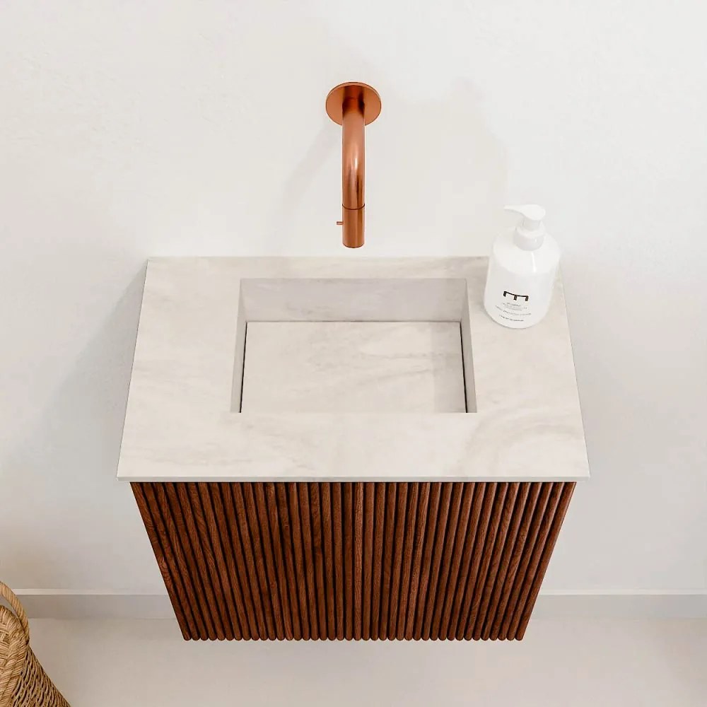 Mondiaz Joya DLux 40cm toiletmeubel ruby met wastafel faye midden zonder kraangat ostra