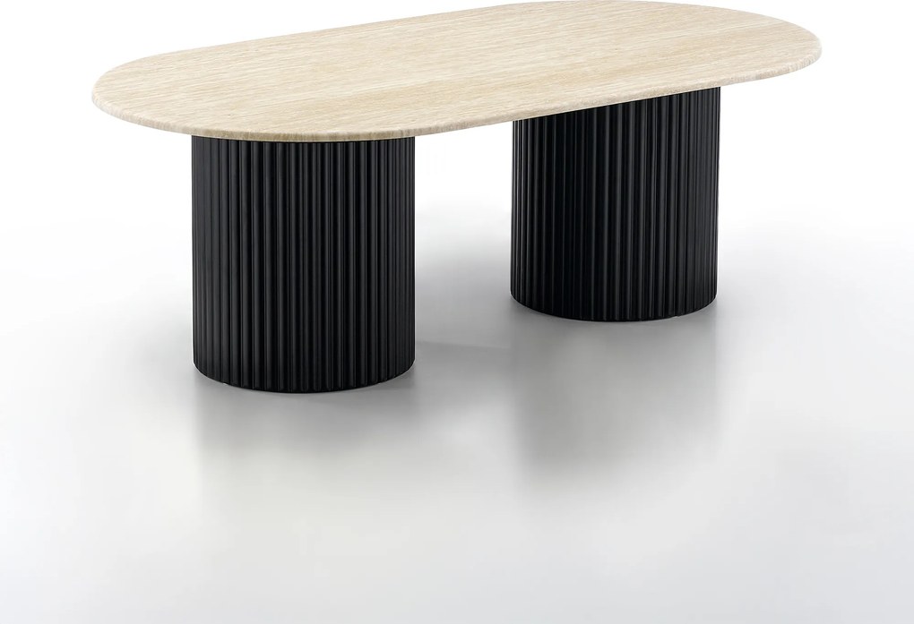 Salontafel Met Travertin - 130 X 70cm.