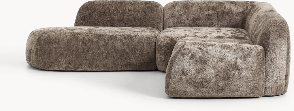 Modulaire teddy-bouclé hoekbank Wolke (4-zits) met chaise-longue