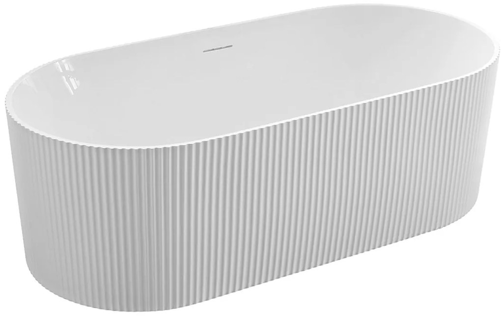 Aqualine Turia vrijstaand bad ribbel wit acryl 170x80cm